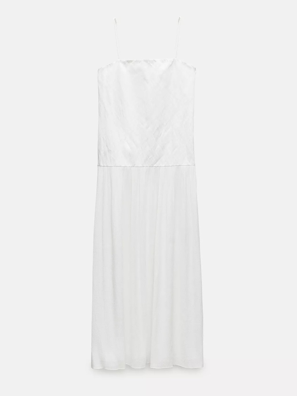 Zara White Spaghetti-Strap Midi Dress